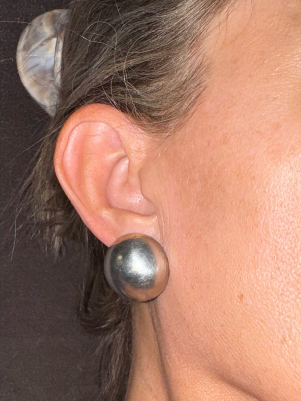 Bold Silver Dome pierced earrings
